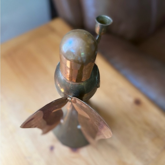 Vintage large copper and brass Angel Figurine taper candlestick holder - Picture 5 of 8